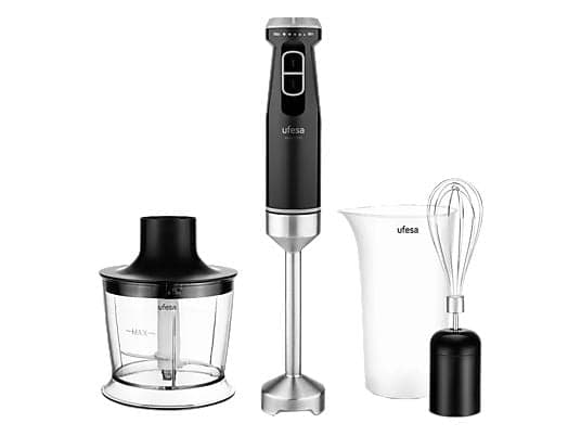 Batidora de mano - Ufesa Mars 1200 Max, 1200 W, Totalmente variable, Función Turbo, Plata y Negro
