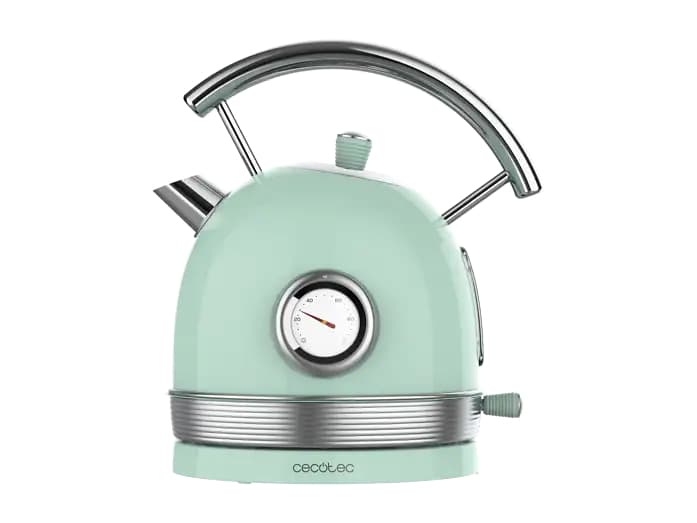 Hervidor de agua - Cecotec Thermosense, 2200 W, Acero inoxidable, Light Green