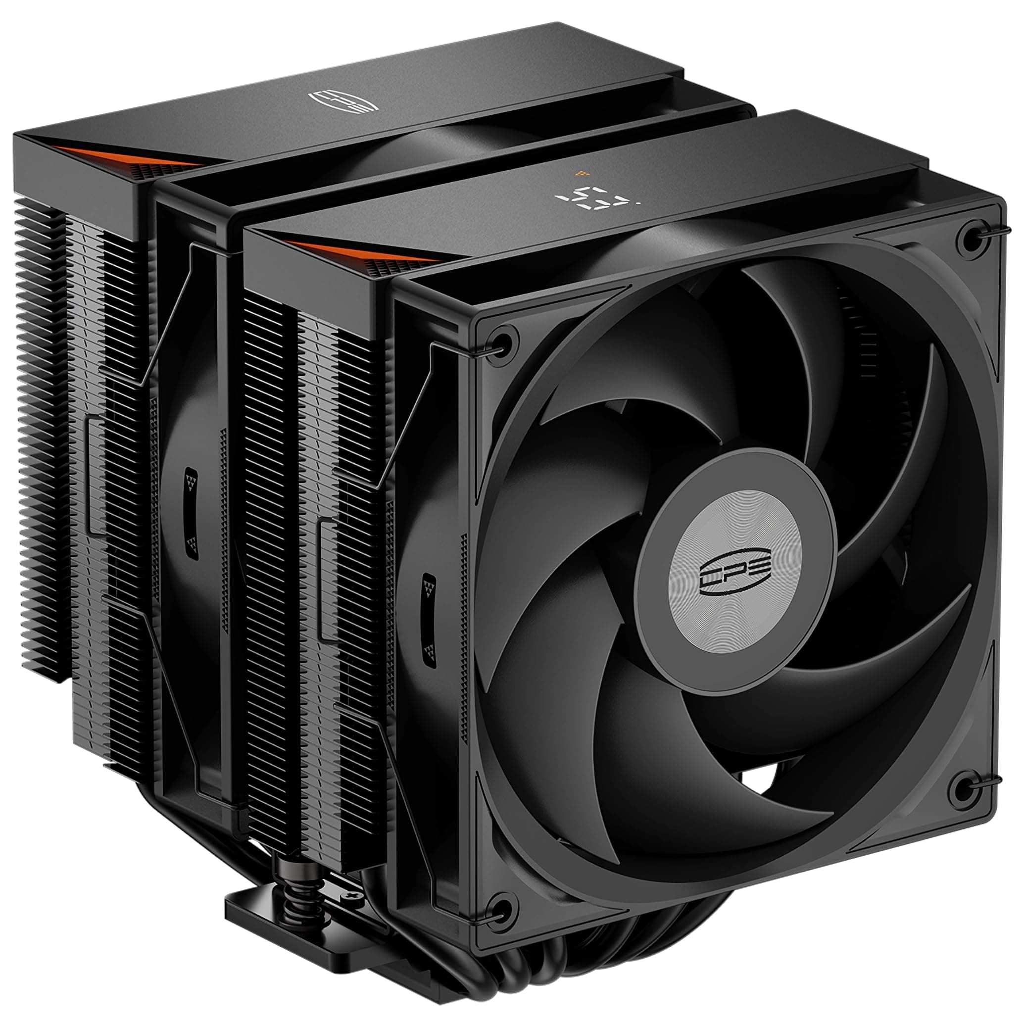 CPS RT620 Pro Digital BK Enfriador de CPU con pantalla digital en tiempo real, 6 tubos de calor de cobre, dos ventiladores FDB de 120 mm