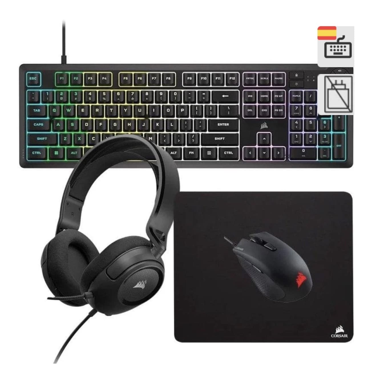 Corsair Gaming Bundle Corsair K55 CORE RGB + Corsair Harpoon RGB Pro + Corsair MM100 + Corsair HS35 v2