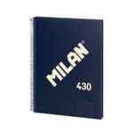 MILAN - Cuaderno A4 con Tapa Dura, Cuadrícula 5x5mm, 80 Hojas, Papel de 95 gr/m², Serie 1918, Azul Marino