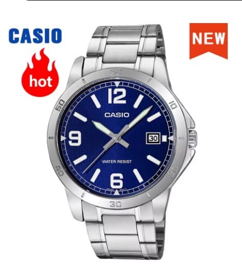 Reloj Casio con correa de acero, reloj de cuarzo, resistente al agua 30 metros, reloj para hombre, serie MTP-V004D