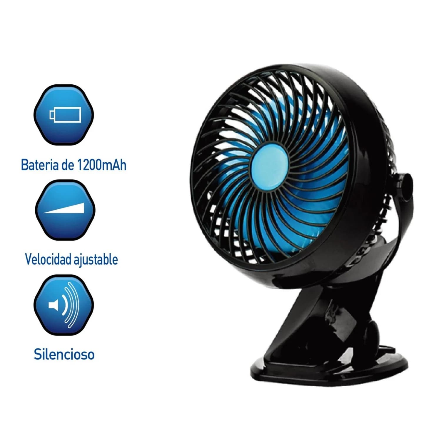 Ventilador compacto recargable Benavent | 3 velocidades | Batería recargable de 1200mAh | 3W | Envío gratis