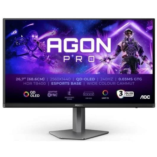 Monitor AOC AGON AG276QZD2 26.7" QD-OLED QHD 240Hz 0.03ms HDR 400 Adaptive Sync