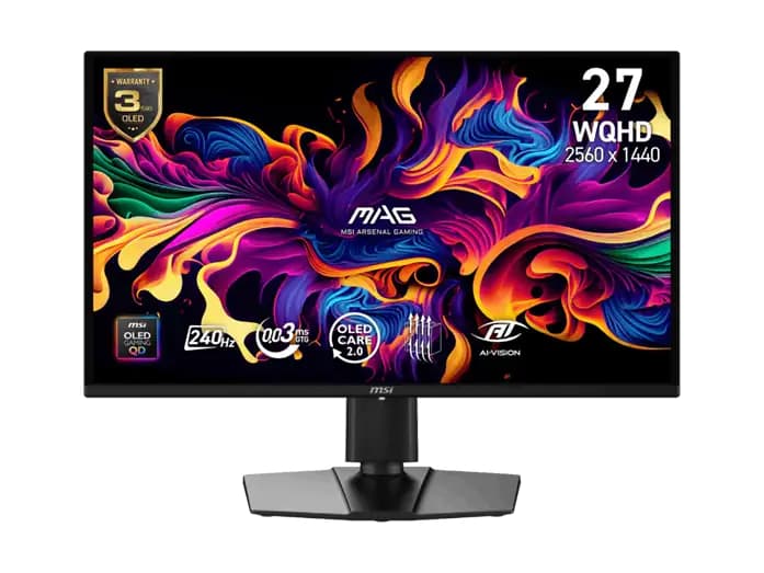Monitor gaming - MSI MAG 274QP QD-OLED X24, 26.5 " WQHD, 240 Hz, 0.03 ms, QD-OLED, Altura Ajustable, Adaptive Sync, Negro