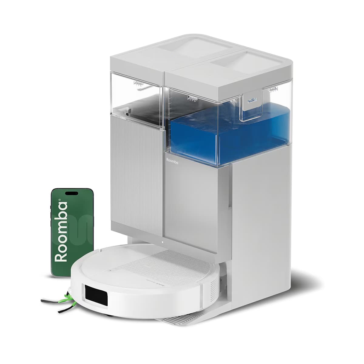 Robot aspirador y friegasuelos Roomba Plus 415 Combo y Base AutoWash multifunción, 20.000Pa, Mopas DualClean Elevables y secado con calor