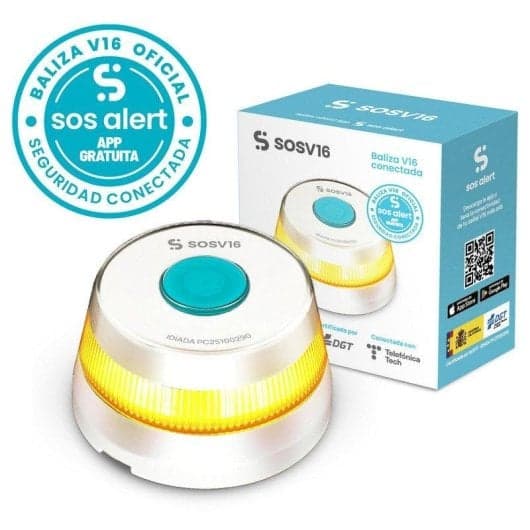 Baliza SOSV16 GPS Conectada LED Homologada DGT Visibilidad 1km Conectividad 12 Años Blanca.