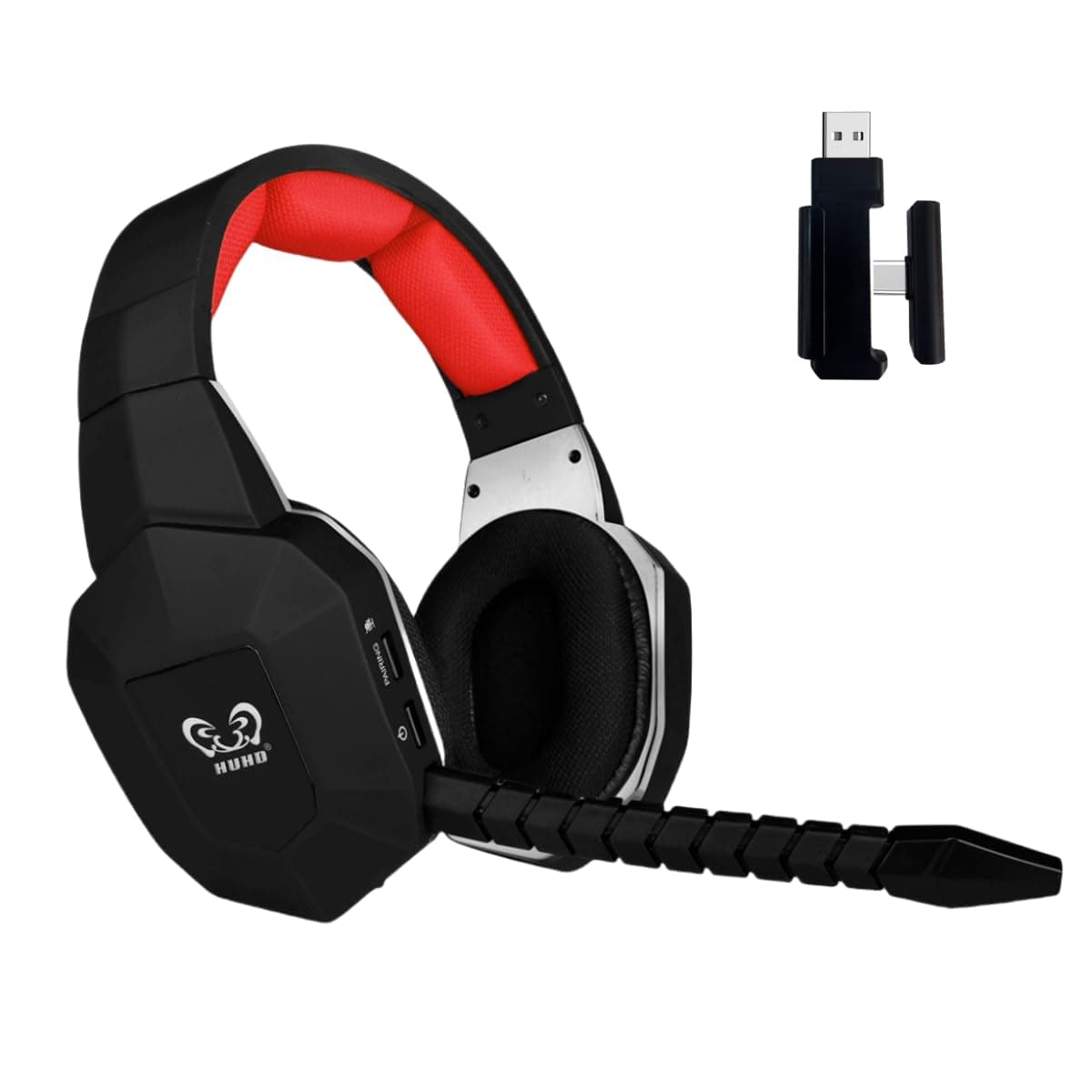 Auriculares Gaming Inalámbricos HUHD (2.4G + Bluetooth, Micro Desmontable, LED) para PS5/PS4/Switch/PC