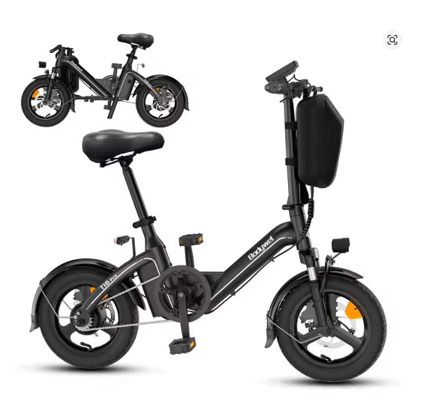 Bicicleta Eléctrica Plegable Bodywel T16pro, Mini Bicicleta Eléctrica de 14 Pulgadas, Motor de 36V 10AH 250W, Bicicleta Eléctrica Portátil