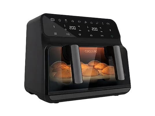 Freidora de aire - Cecotec Cecofry Advance 9000 Window, 2200 W, 9 L, Doble Cesta, 4.5 L, 6 Modos, Negro
