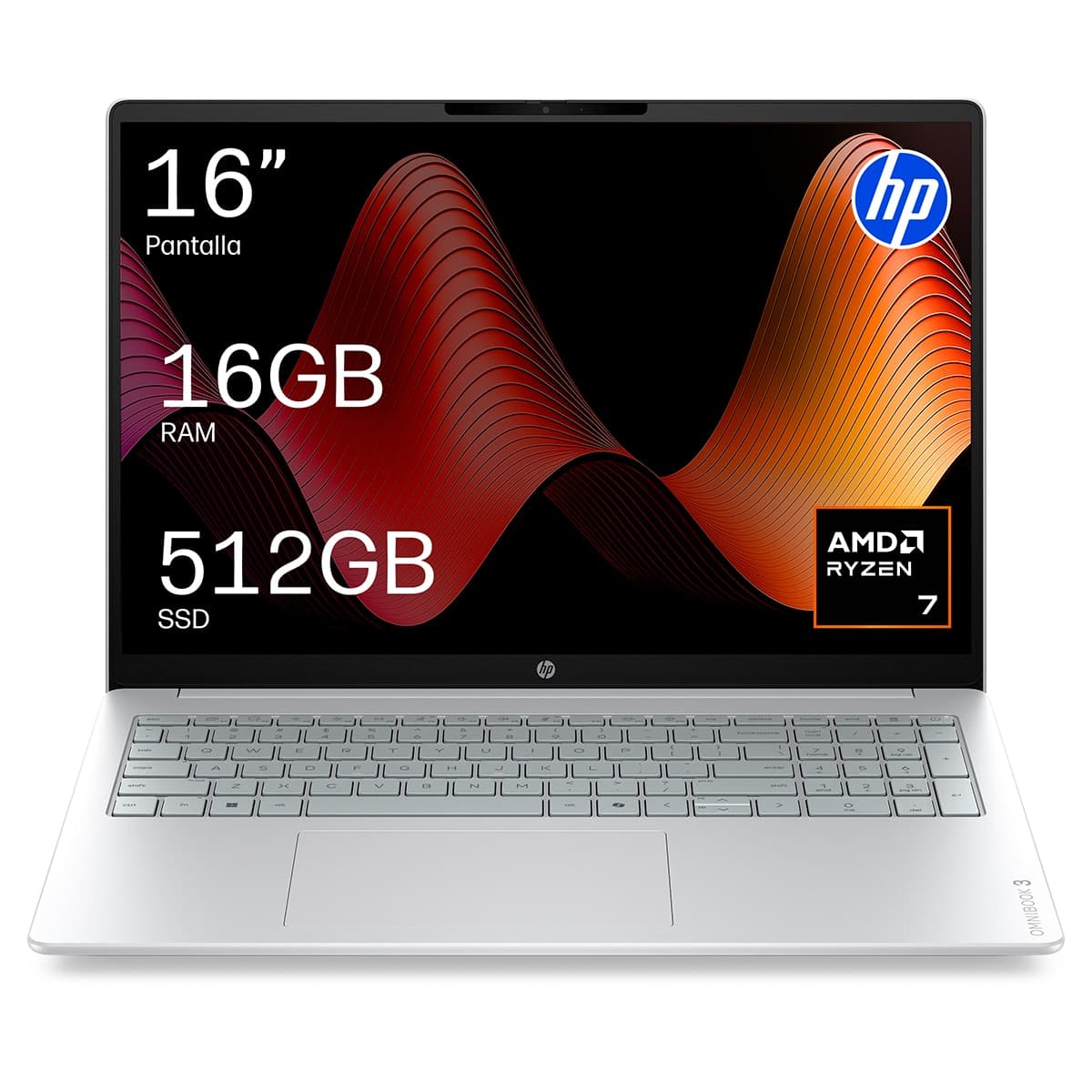 Portátil HP OmniBook 3 16-bw0001nsx, Ryzen 7-250, 16GB, 512GB SSD, 16", W11, Sin cargador - Plata