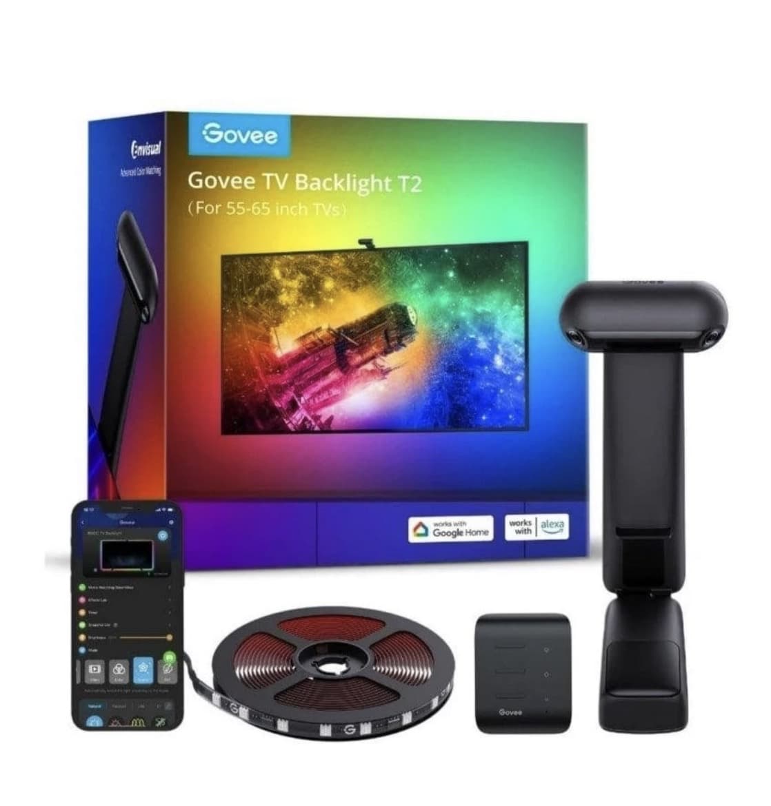 Govee H605C Envisual TV BACKLIGHT T2 Tira LED Inteligente RGB para Televisores de 55 a 65 Pulgadas