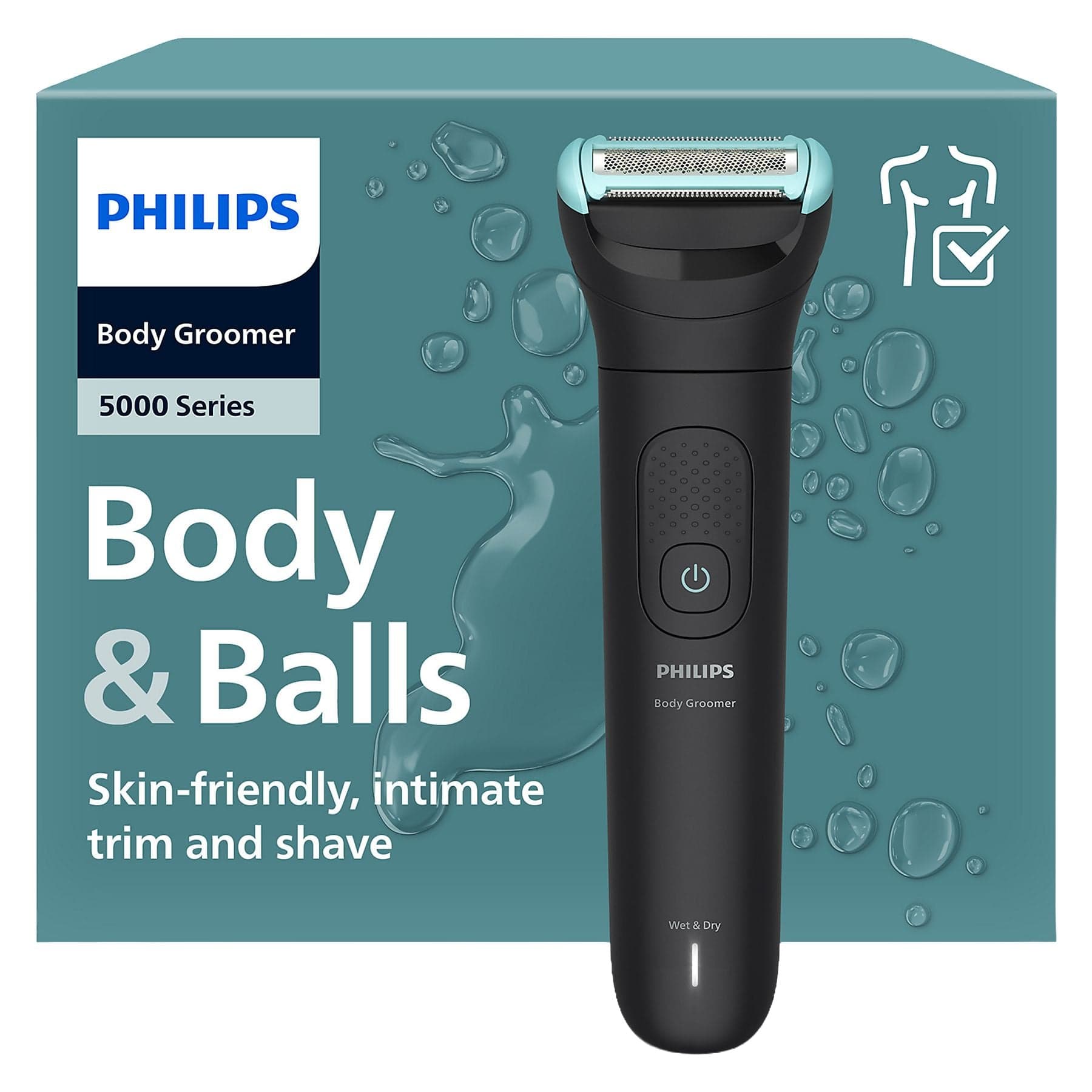 Afeitadora corporal - Philips BG5475/15, 3 Peines-guía bidireccionales (2, 3 o 5 mm), Cepillo de limpieza Accesorio plegable trasero, 100min