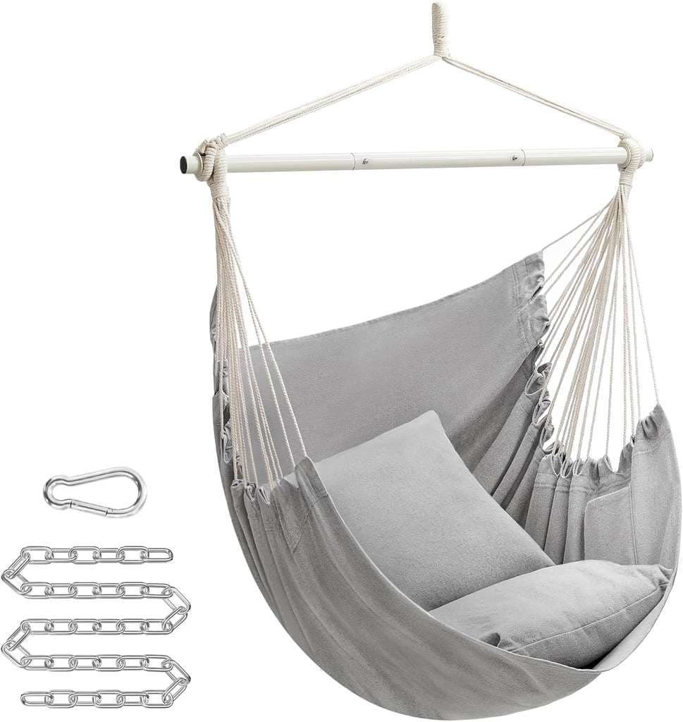 Silla colgante hasta 150Kg + cojines disponible en 2 colores