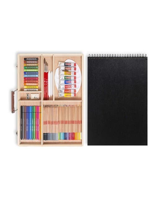Caja de madera maxi con material de bellas artes Talens Art Creation multicolor