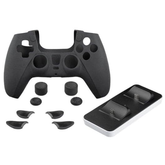 Indeca Controller PREMIUM PACK Cargador y Accesorios para PS5 USB-C Negro