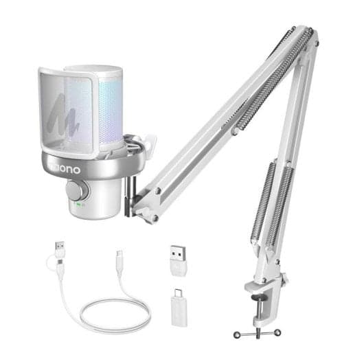 Micrófono Maono DM40 S Pro USB omnidireccional con AI y brazo articulado
