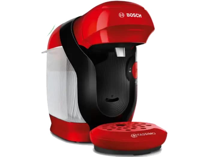Cafetera de cápsulas - Bosch Tassimo Style TAS113E, 3.3 bar, 0.7 l, 1.400 W, Intellibrew, Tamaño Compacto, Sostenible, Rojo