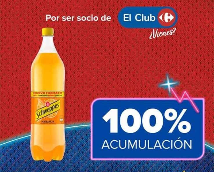 100% de regalo en Schweppes Naranja 1,5l SOCIOS CLUB CARREFOUR