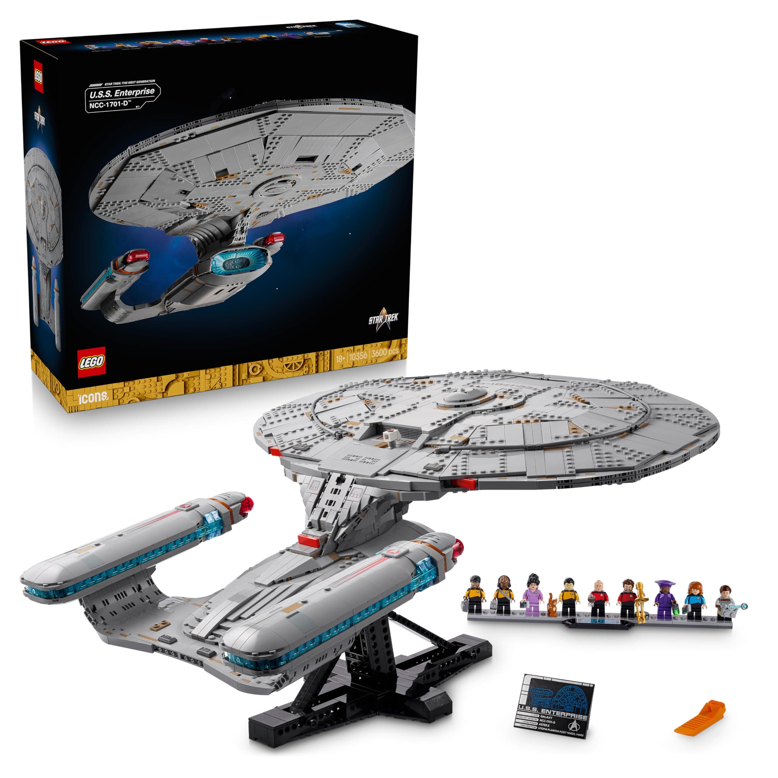LEGO Icons Star Trek: U.S.S. Enterprise NCC-1701-D Maqueta para Adultos - Naves Auxiliares, Módulo Separable y 9 Minifiguras