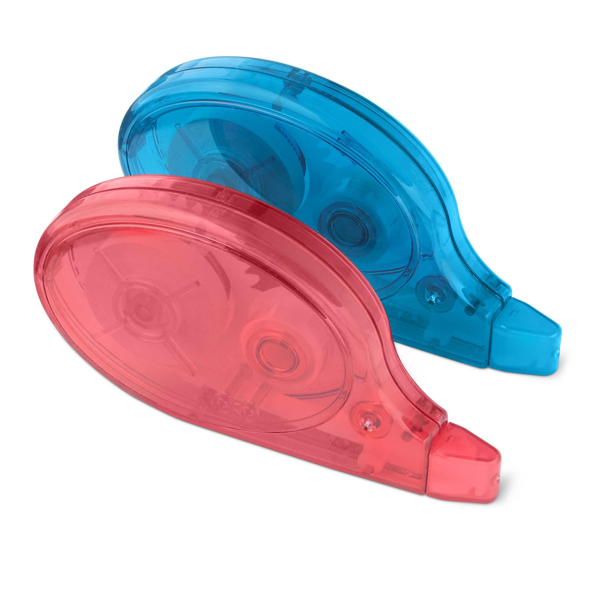 Amazon Basics Cinta Correctora, Paquete de 2, Rollo, Bolígrafo, Estilo Ratón, Secado Instantáneo, 12m de Largo, Rojo y Azul, compra recurrem
