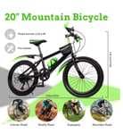 Bicicleta de montaña de 20 pulgadas y 7 velocidades, altura ajustable, bicicleta para niños, traje para niñas de 130-150cm