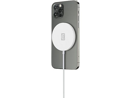 Cargador móvil inalámbrico - CellularLine MAG, Para iPhone, Carga rápida, 7.5 W, USB-C, MagSafe, Blanco