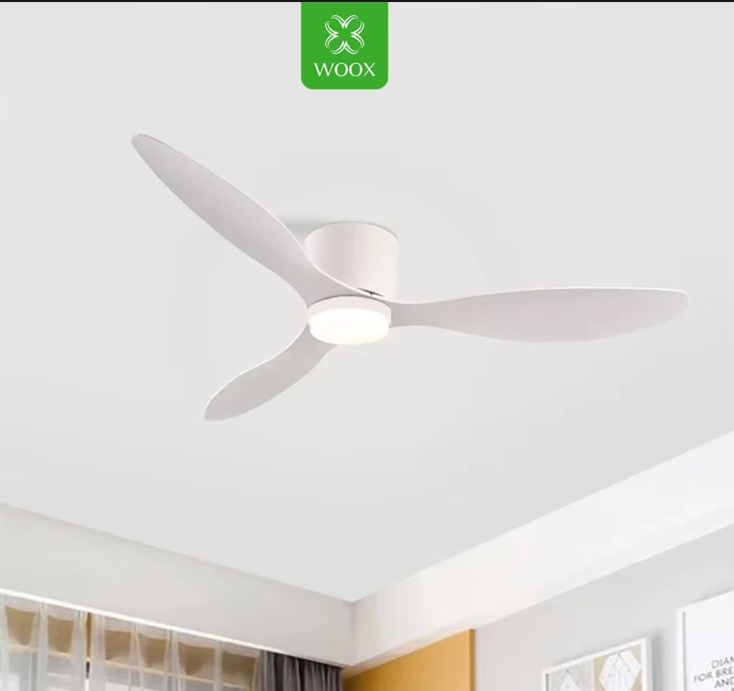 Ventilador de techo con luz de 45 W y control remoto, 86 cm (34"), motor DC silencioso de cobre de alta calidad, 3 aspas de ABS y luz LED