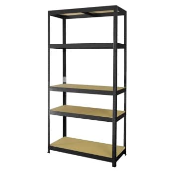 Estantería Almacenaje Galvanizada 5 Baldas Ajustables 180x90x40 cm 7 House, Negra