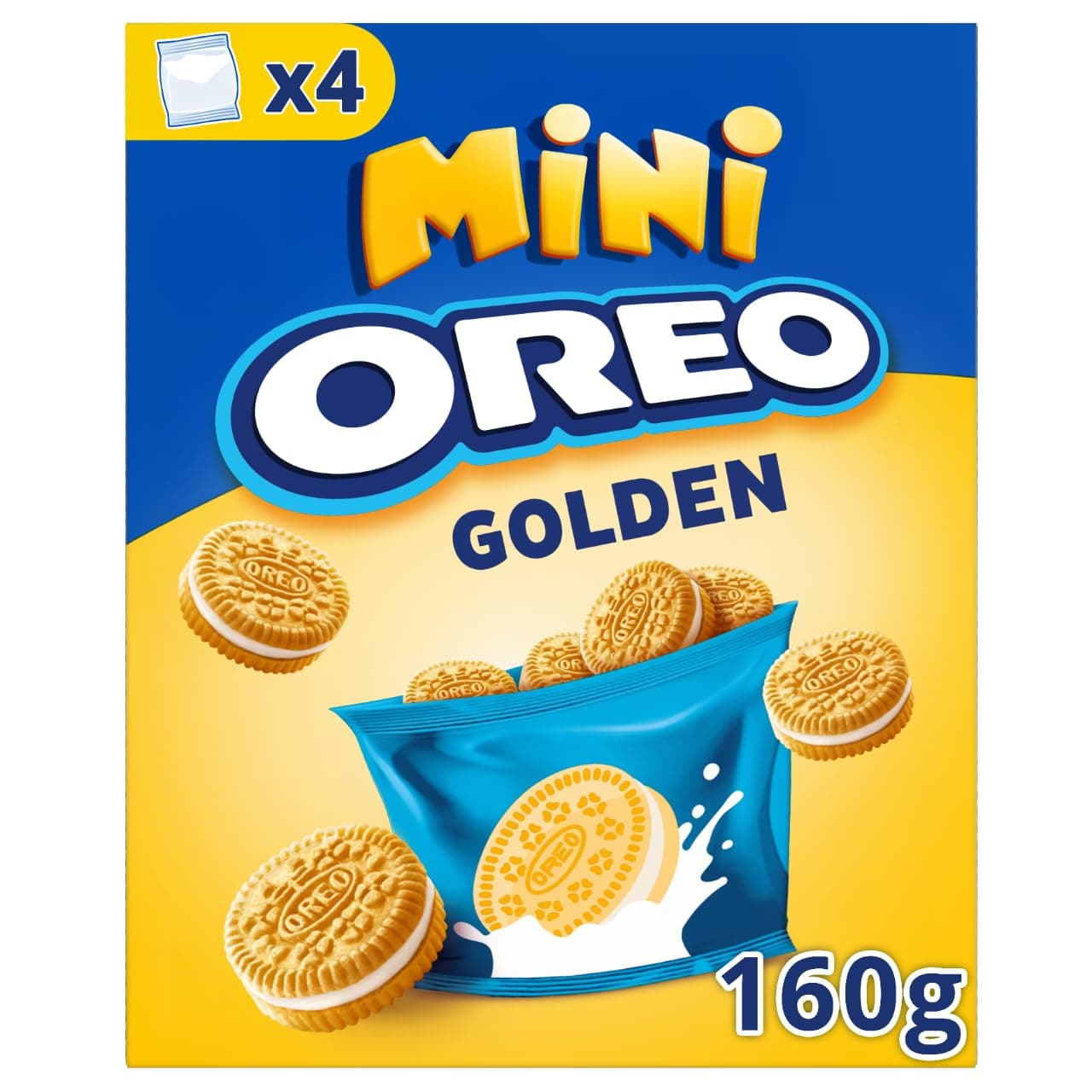 OREO Mini Golden sabor a vainilla galletas rellenas 4 bolsitas, 160g