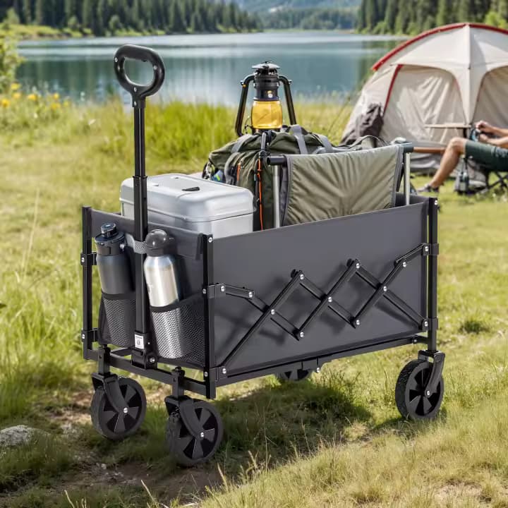 SONGMICS Carro de Mano Plegable con 4 Ruedas Reforzadas, Carga hasta 150 kg