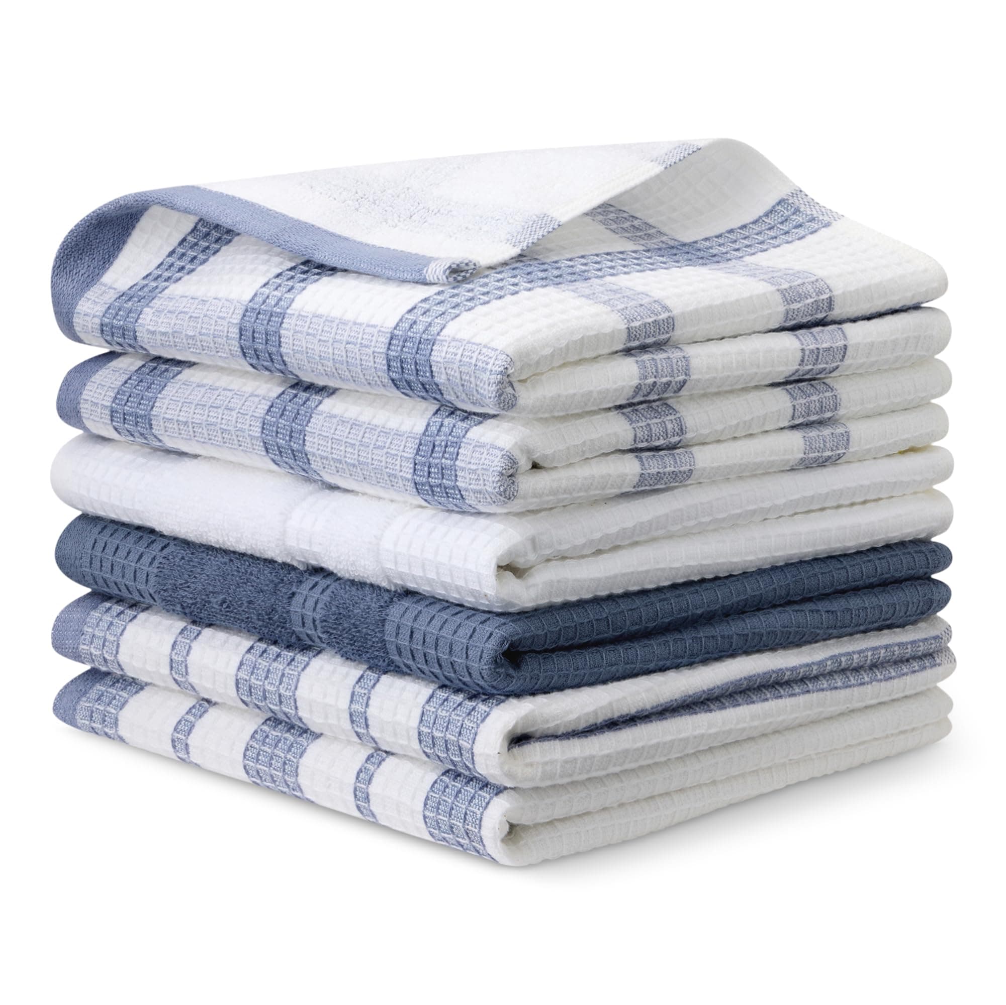 Paños de Cocina de 100% Algodón Orgánico con Textura de Gofre - Ultraabsorbentes, Secado Rápido, Sin Pelusa, 38 x 64 cm, Pack de 6