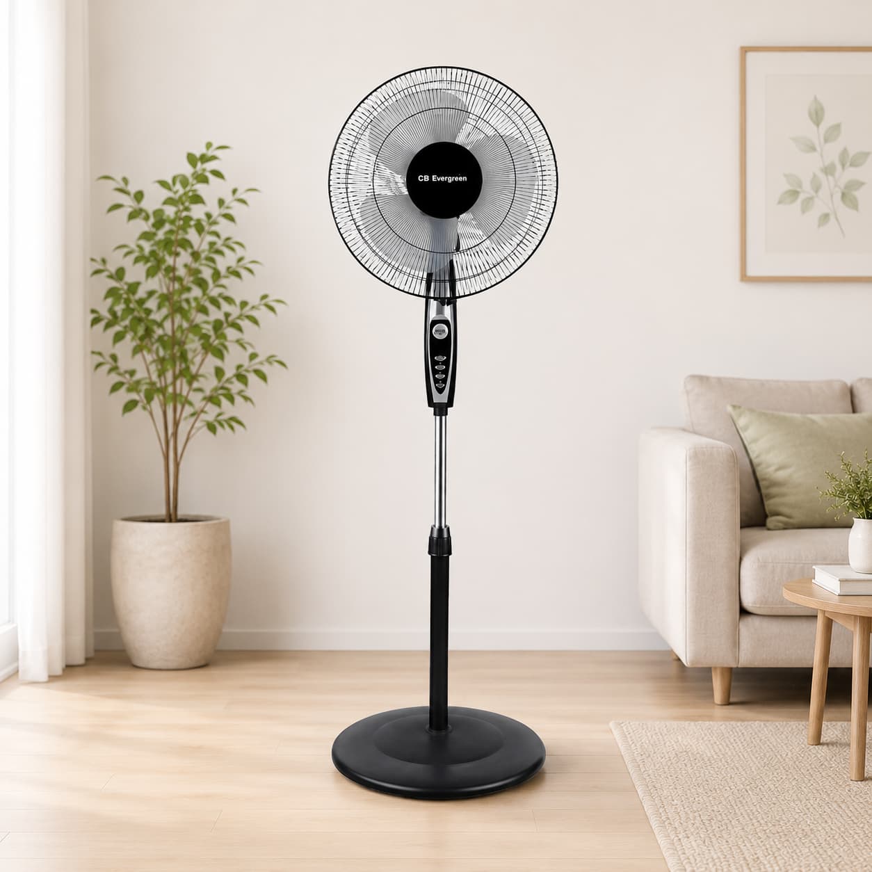 Orbegozo SF0148 Ventilador de Pie 50W – 40 cm, 3 Velocidades, Cabezal Oscilante, Altura Regulable y Rejilla de Seguridad