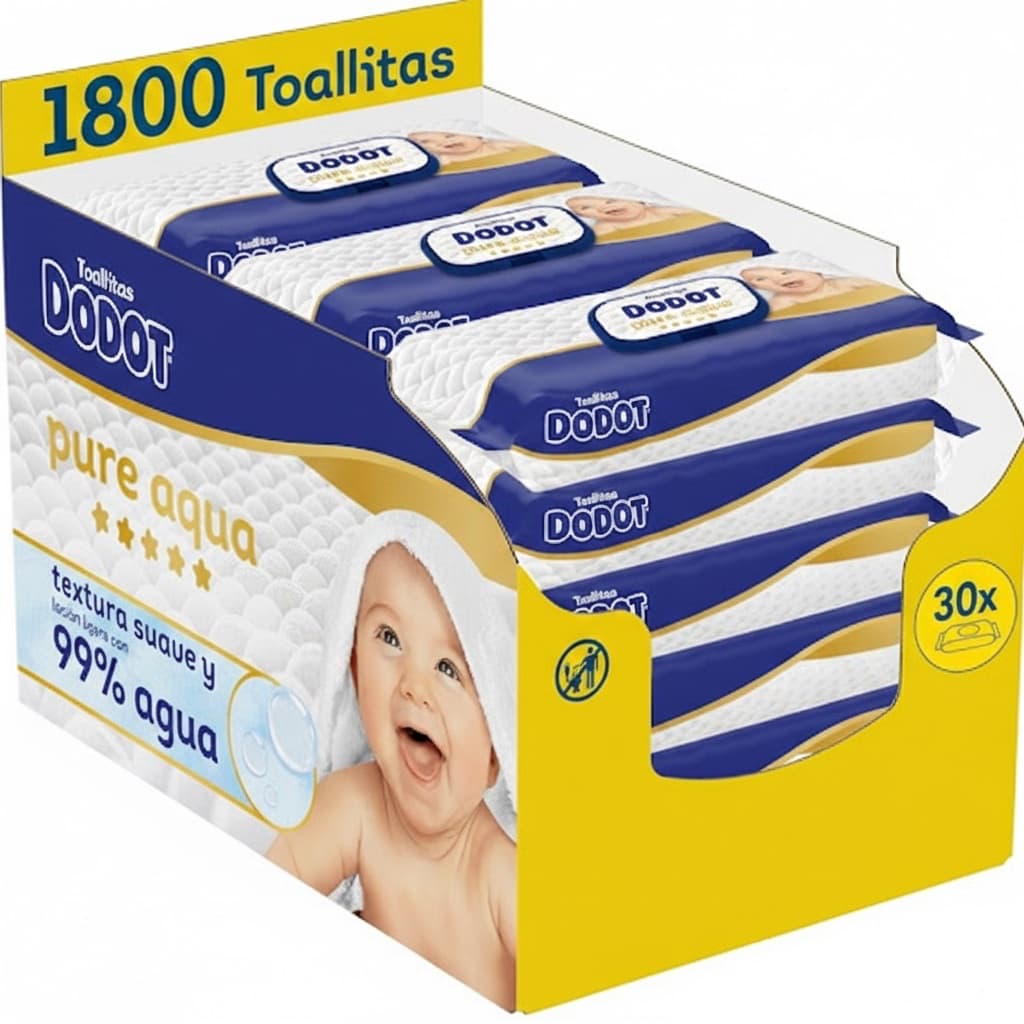 Dodot Pure Aqua Toallitas 30 Paquetes De 60 Unidades = 1800 Toallitas