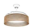 Mellerware - Ventilador de Techo Brizy Bright RATAN, 3 Aspas Retráctiles, Motor DC 40W, Función Verano-Invierno, Temporizador, LED