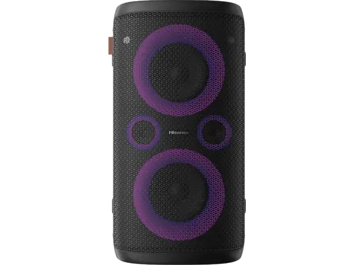 Altavoz de Fiesta Hisense Party Storm 300W (Batería 12h, luces LED dinámicas, modo karaoke, resistente al agua, Bluetooth, MediaMarkt)