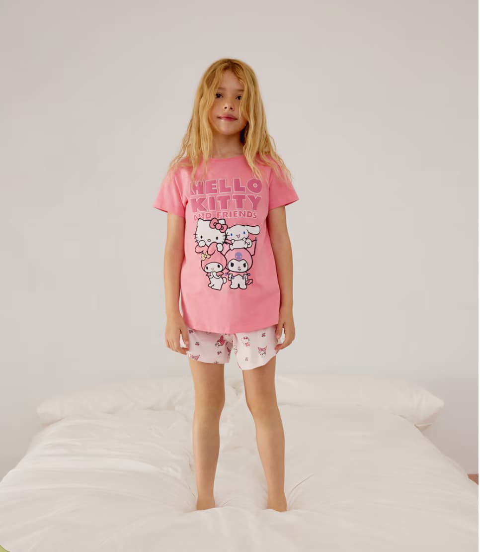 Pijama corto Hello & Kuromi de niña - Cotton Juice- Tallas- 2, 3, 4 años- Recogida en tienda