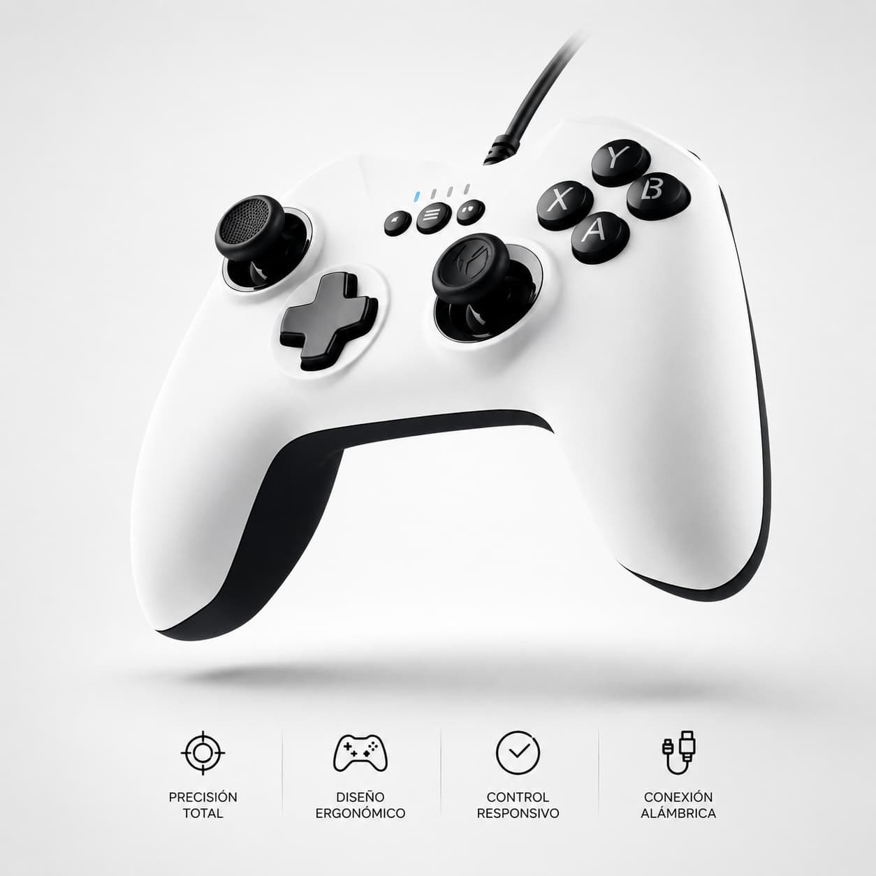 Nacon GC-100 Mando para PC con Cable USB – Doble Vibración, Joysticks Analógicos y Diseño Ergonómico, Blanco