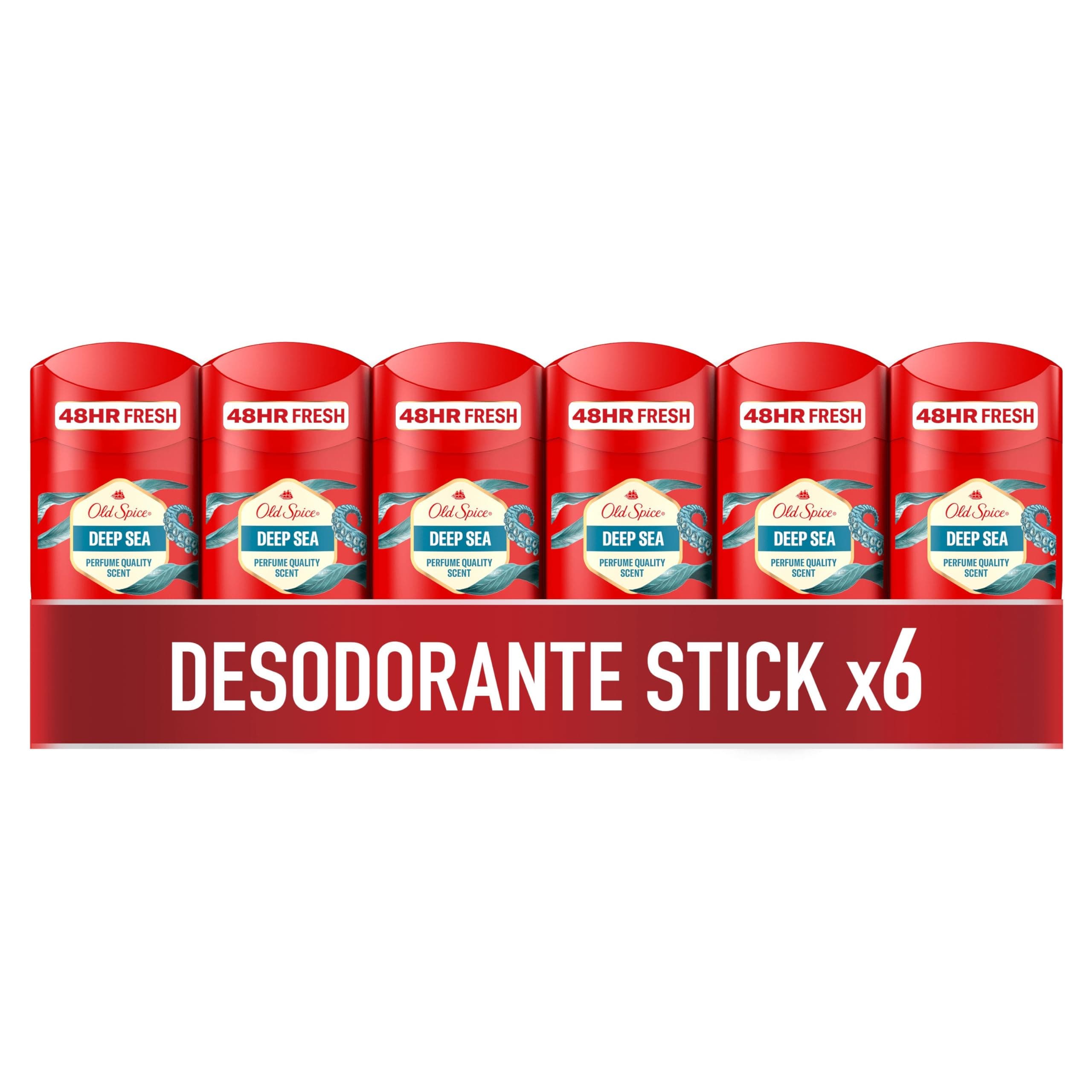 Old Spice Deep Sea Desodorante en Barra para Hombre Sin Aluminio, 6x50ml