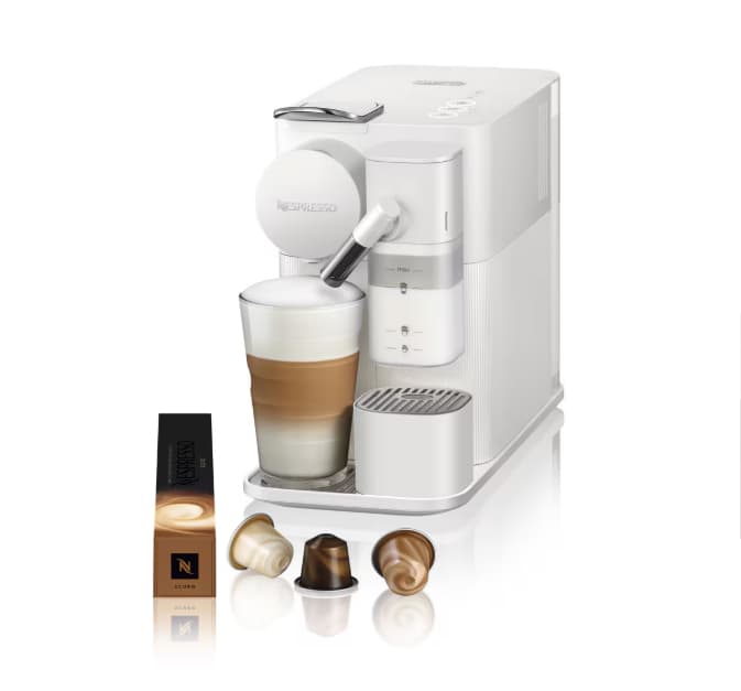 Cafetera de cápsulas automática Nespresso De'Longhi Lattissima One para cápsulas Nespresso Original BLANCO Y NEGRO + 7 CÁPSULAS DE REGALO