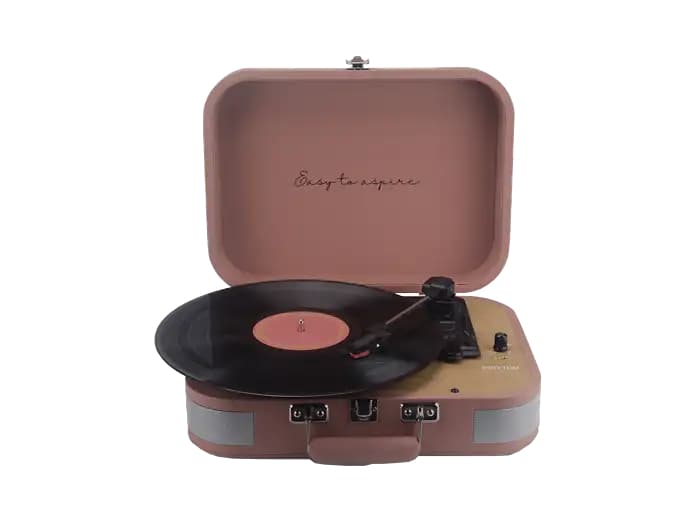 Tocadiscos - Prixton VC600, Correa de Transmisión, Bluetooth, 33/45/78 rpm, Dos Altavoces Estéreo de 5W, Mocha Mousse