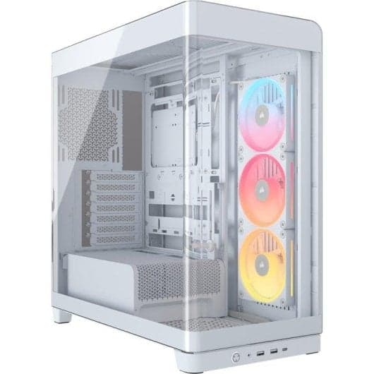 Caja PC Corsair iCUE LINK 4500X LX-R RGB (Midi Tower) (Chasis de cristal templado, 3 ventiladores LX RGB incluidos con cable único, blanco)