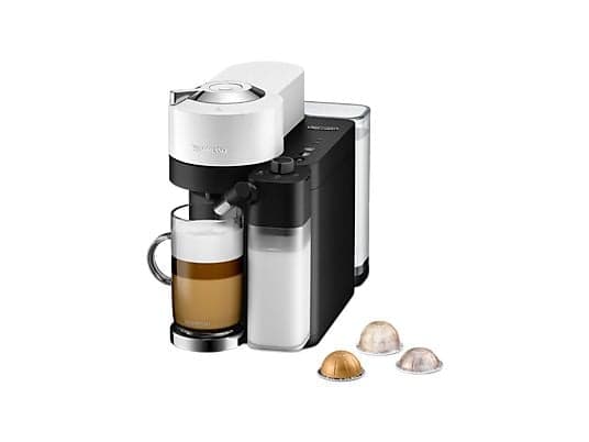 Cafetera de cápsulas - De'Longhi Nespresso Vertuo Lattissima ENV300.W, 1500 W, 1.6 l, Depósito de leche, Calentamiento 30s