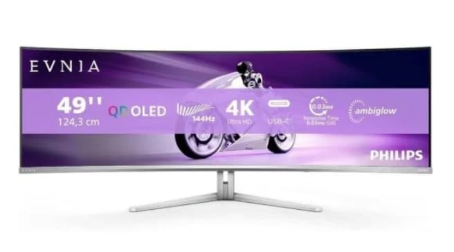 Monitor Curvo Super Ultrawide Philips Evnia 8000 49M2C8900L/00 48,9" QD-OLED (5120x1440 | 144Hz | 0.03ms | Ambiglow | USB-C KVM)