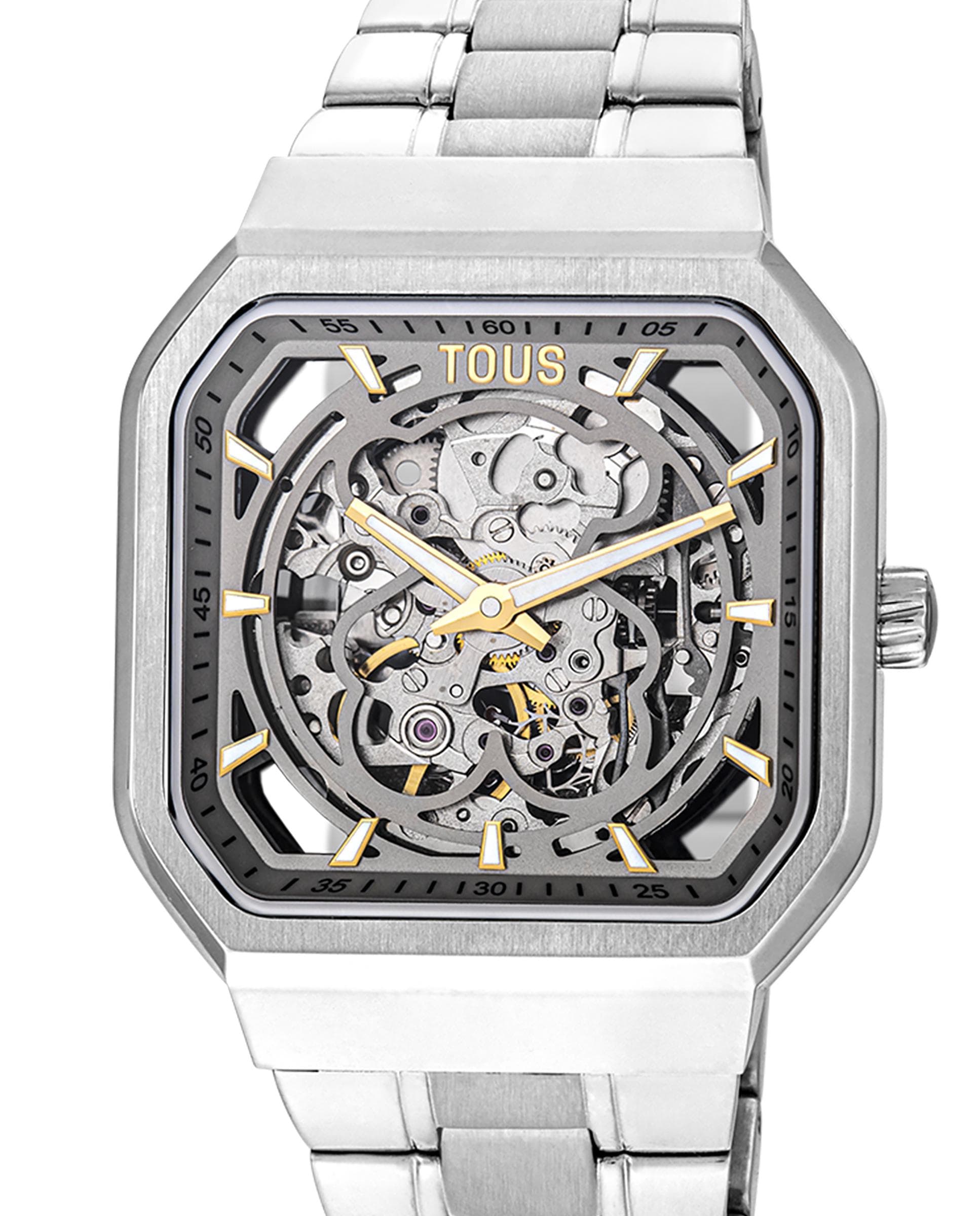 Reloj automático de mujer d-bear con brazalete de acero Plata Tous
