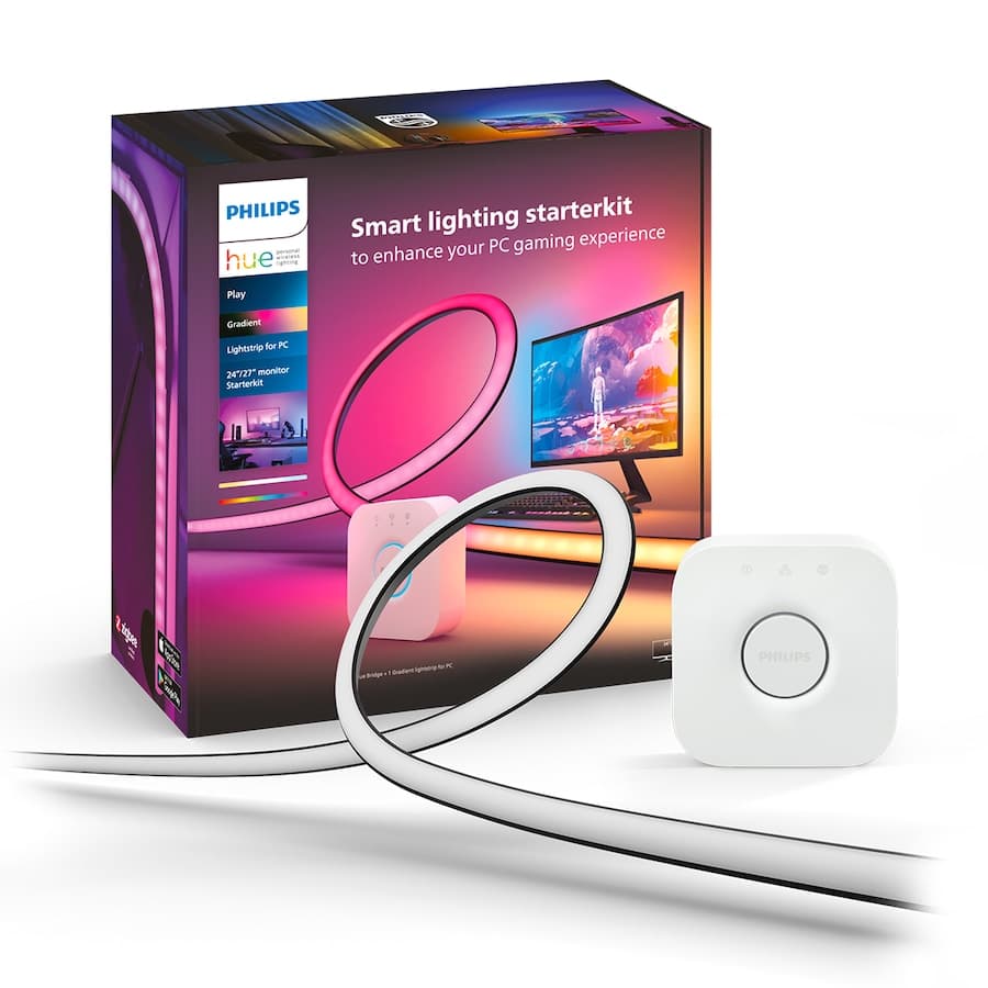 Kit de inicio Tira de luces LED Philips Hue Play Gradient para PC - 24-27" + Hue Bridge