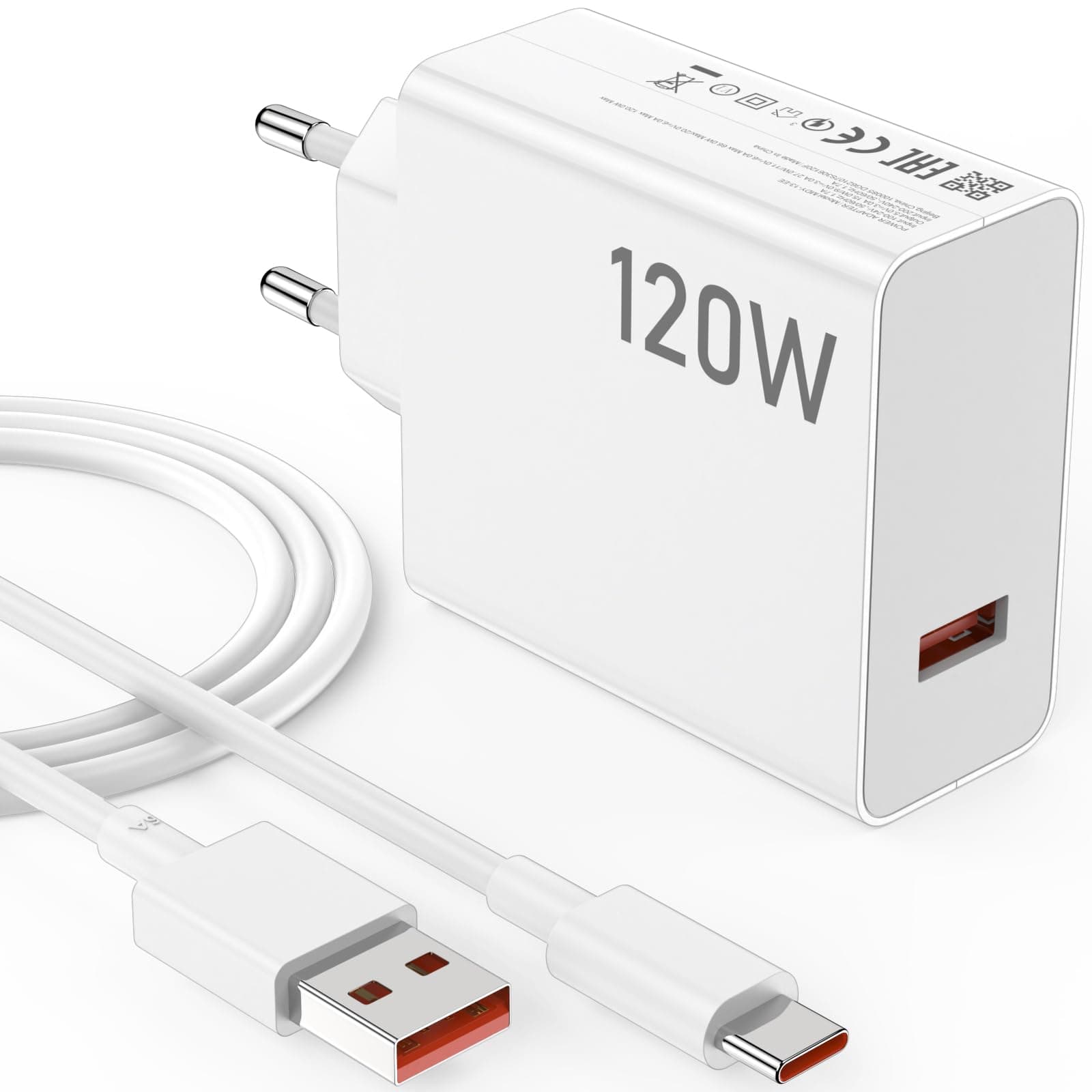Cargador 120W Carga rápida para Xiaomi 17T Pro Poco F7 Ultra F4 GT F6 Pro para Hyper-Charge Combo con Cable USB C 2m