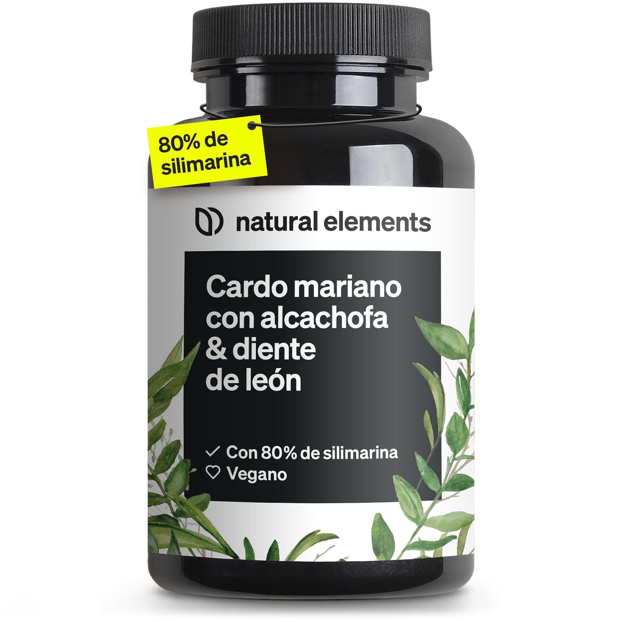 Complejo de cardo mariano, alcachofa y diente de león 120 cápsulas - Alta dosificación con 80% de silimarina Vegano, Probado en laboratorio