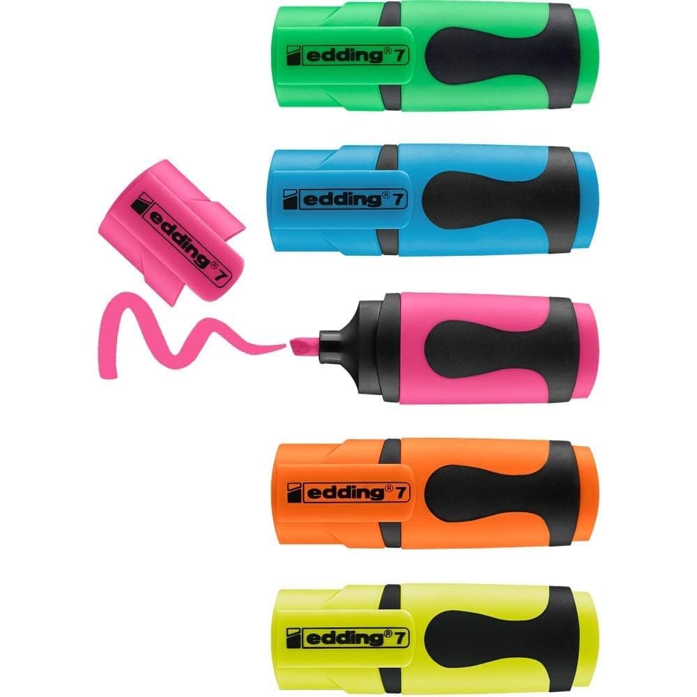 Edding 7 minimarcador fluorescente - colores neón - 5 rotuladores fluorescentes - punta biselada 1-3 mm