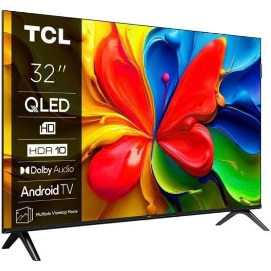 Televisión Smart TV TCL 32" QLED (Google TV, HDR10, Panel VA, Dolby Audio, Diseño Sin Bisel, Bluetooth)
